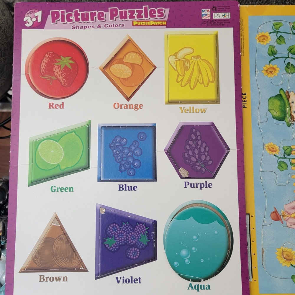 3 Childrens Learning Vintage Board PuzzlesShapes Garden Counting‎ Numbers Travel